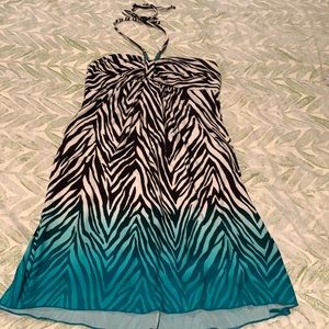 Zebra print mini halter dress
